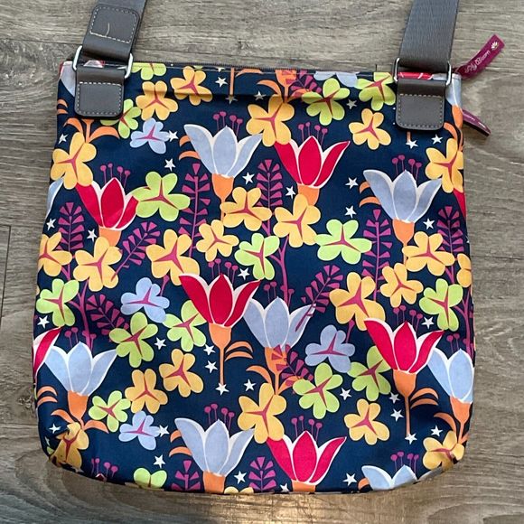 Lily Bloom Crossbody‎ Canvas Purse Multicolored Floral Pockets Adjustable Strap - Picture 3 of 6